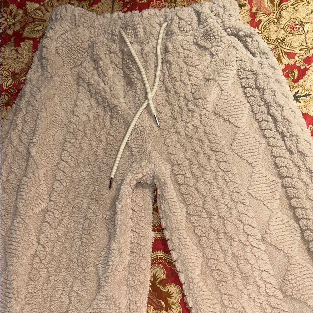 Plush Beige Wide Leg Pants